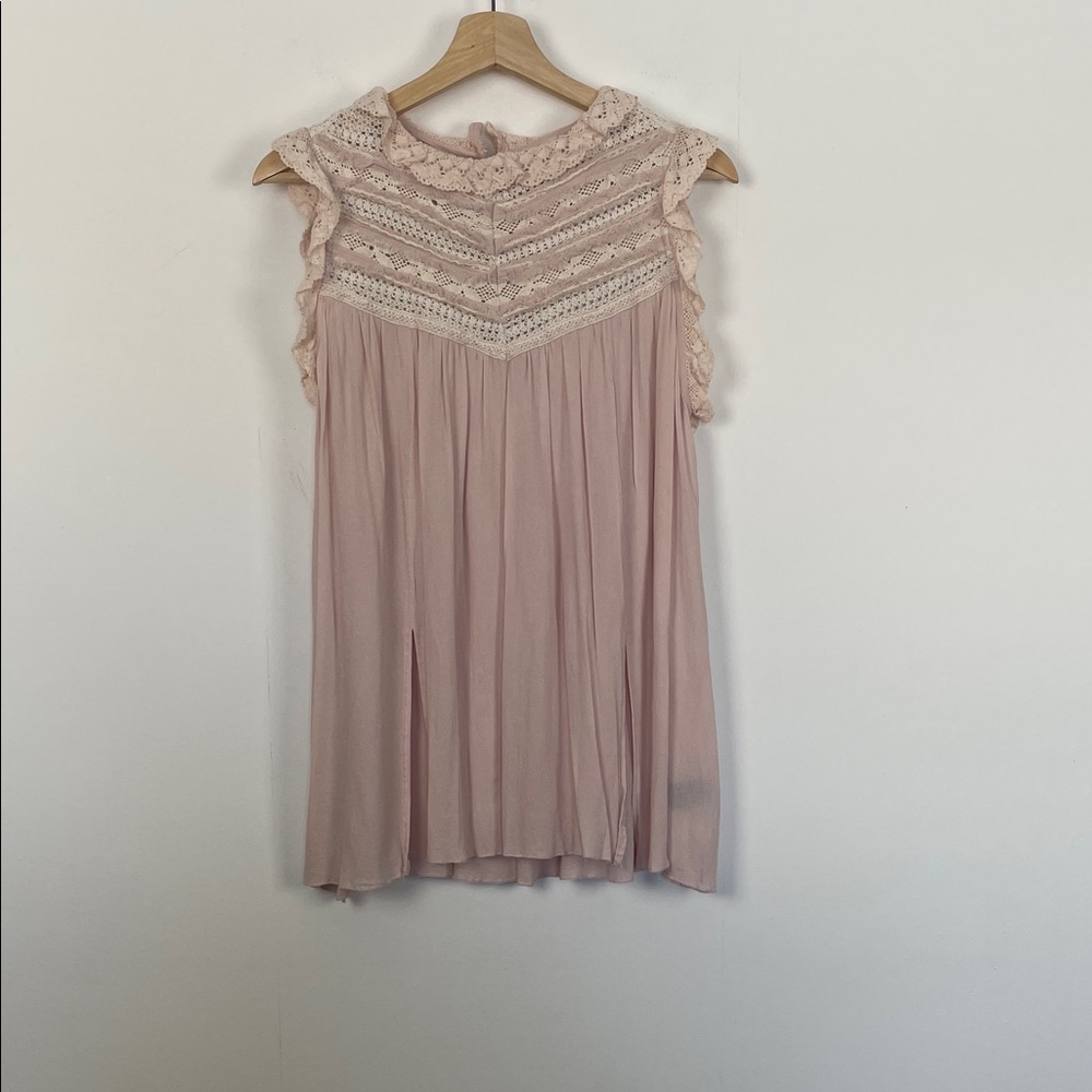 POL Boho Victorian Crochet Sleeveless Lace Trim Coquette Women's M Tunic Top - Picture 3 of 11